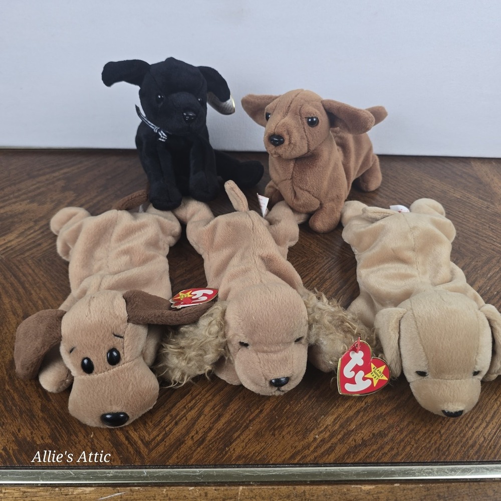 Ty Beanie Babies Luke the Dog Spaniel Daschund Brown Black Stuffed Animal 90s